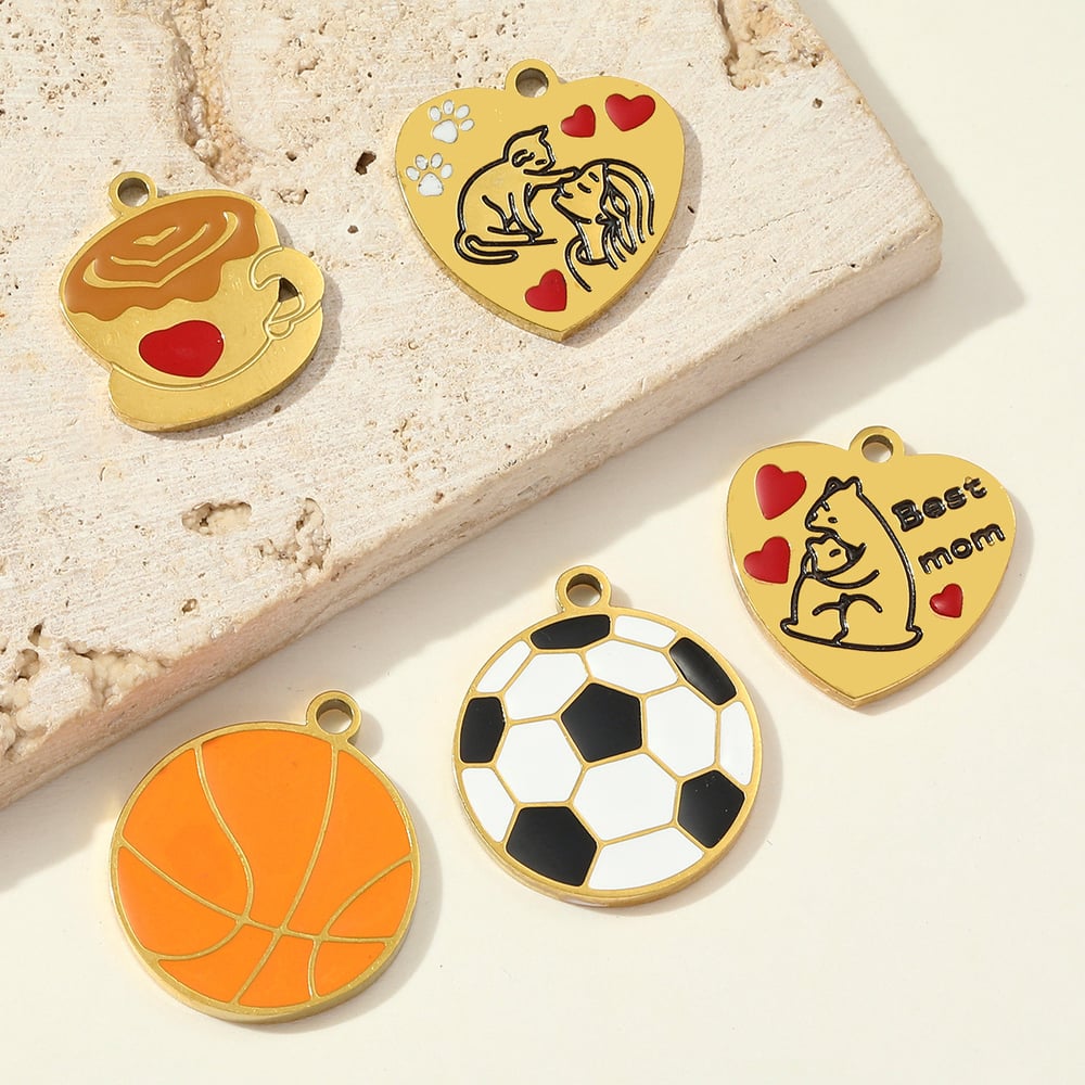 1 Piece Funny Coffee Stainless Steel Women's Pendants Picture3