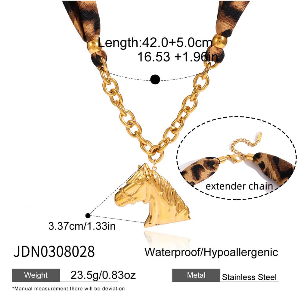 1 Piece Luxurious Horse Leopard Print Stainless Steel Gold Color Women's Pendant Necklaces h5Picture2