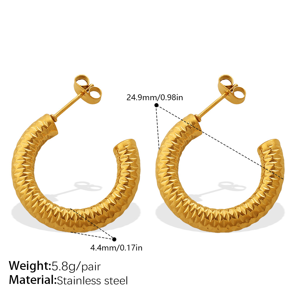 1 paio di orecchini a cerchio in acciaio inossidabile color oro dalla forma irregolare