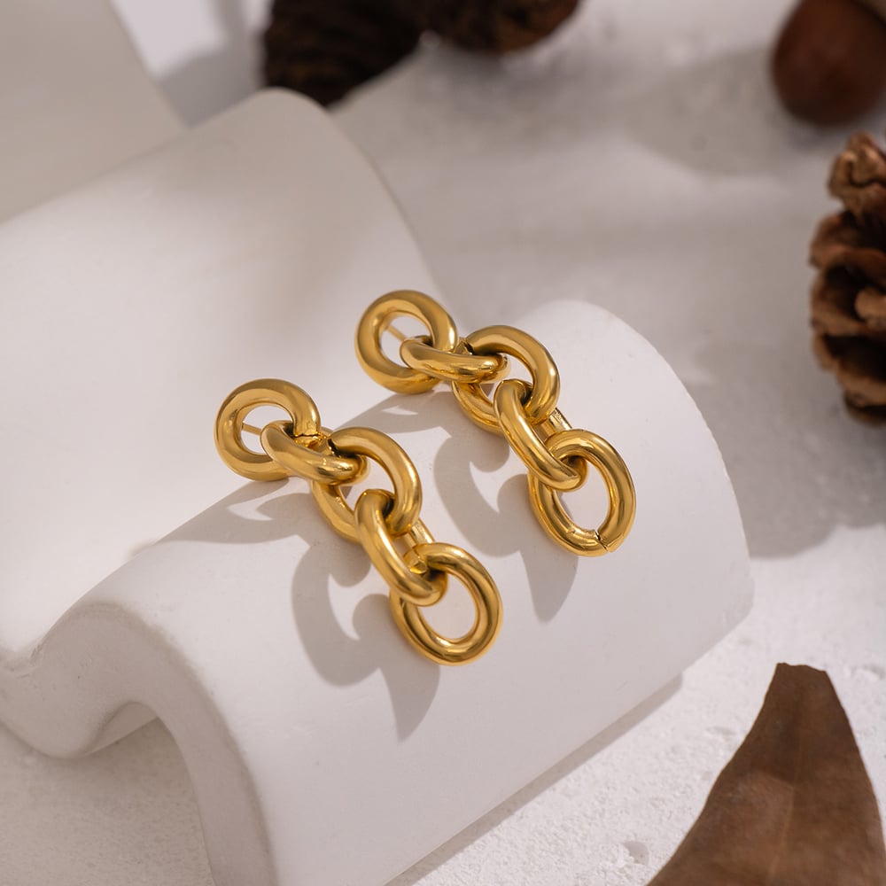 Boucles d&#39;oreilles pendantes en acier inoxydable (1 paire) Image3