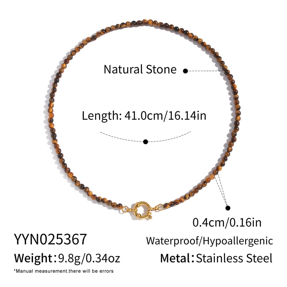 1 PieceRetro Natural Stones Beads Gold Color DIY Beaded Necklace