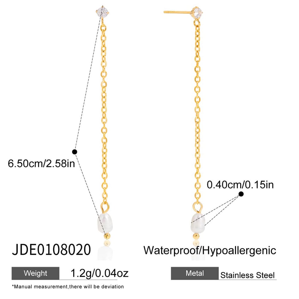 1 Pair Elegant Pearl Stainless Steel Gold Color Women's Dangle Earrings h5Picture2