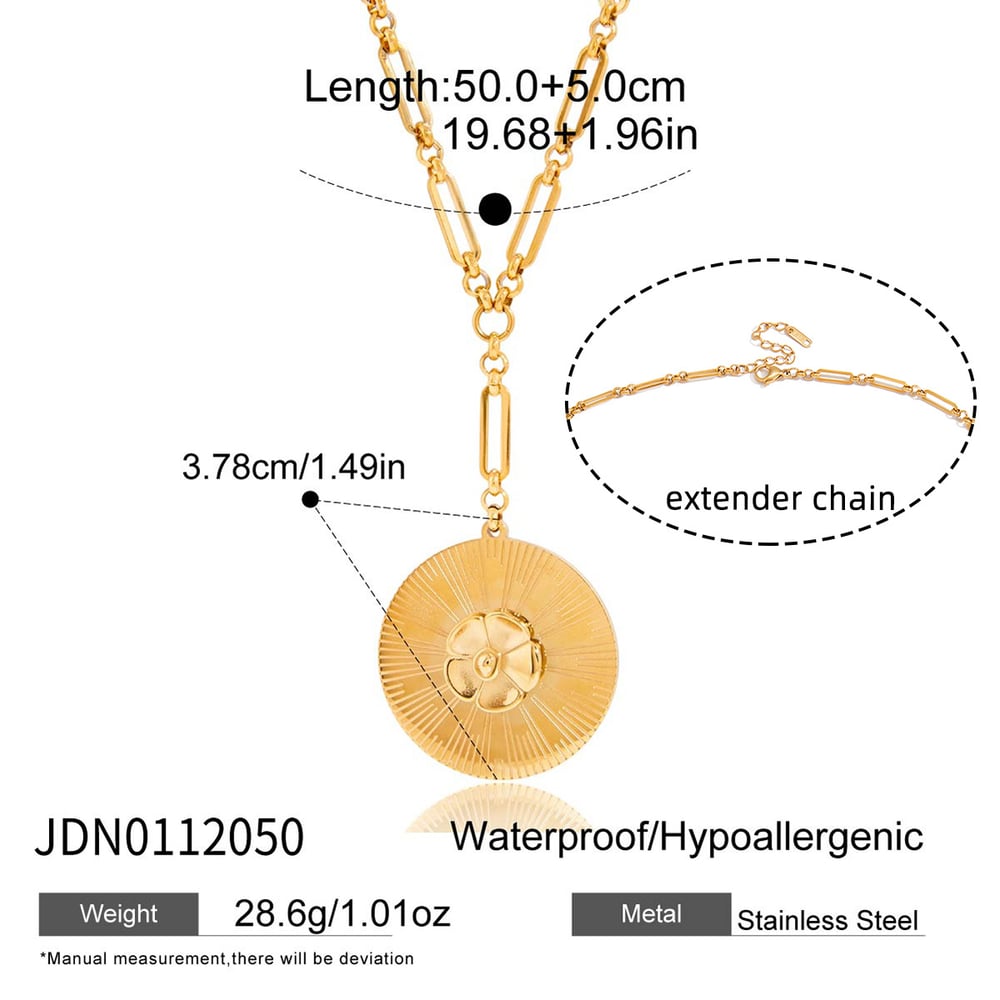 1 Piece Elegant Camellia Stainless Steel Gold Color Women's Pendant Necklaces h5Picture2