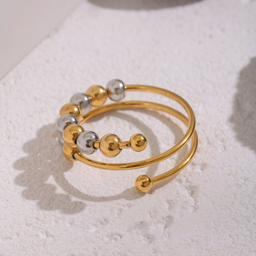 Bague statement en acier inoxydable avec perles (1 pièce) Image4