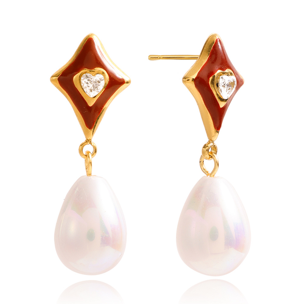 1 Pair Romantic Droplet Stainless Steel Gold Color Women's Drop Earrings