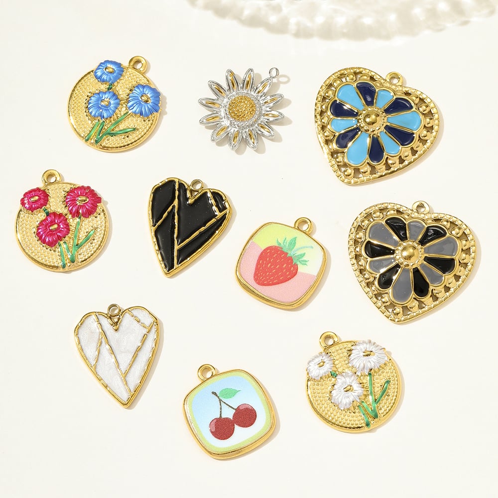 1 Piece Colorful Heart Stainless Steel Women's Pendants Picture3