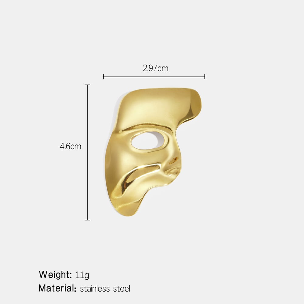 Broche en acier inoxydable doré en forme de masque (1 pièce) h5Image2