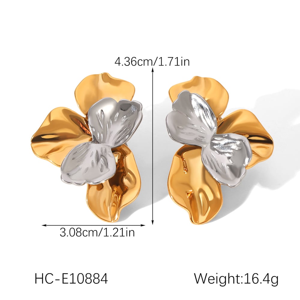 1 Pair Flower Heart Stainless Steel Mixed Color Stud Earrings Picture2