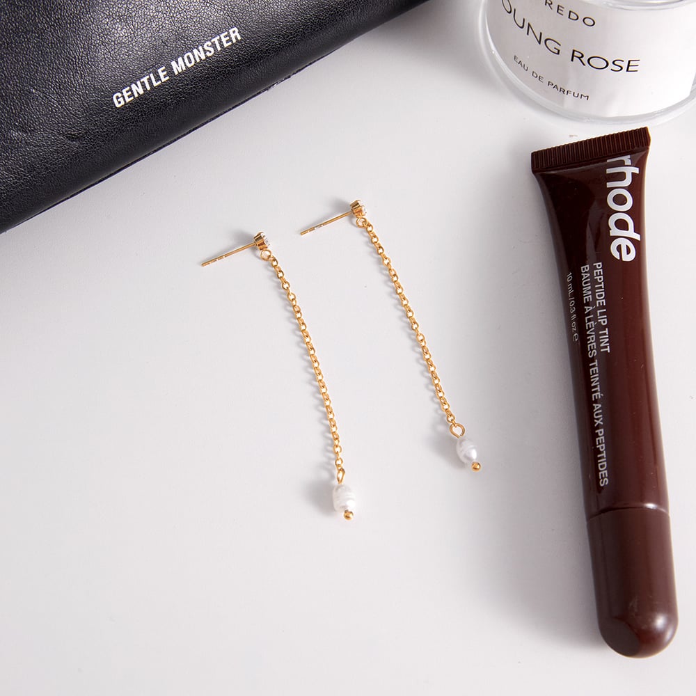 1 Pair Elegant Pearl Stainless Steel Gold Color Women's Dangle Earrings h5Picture4