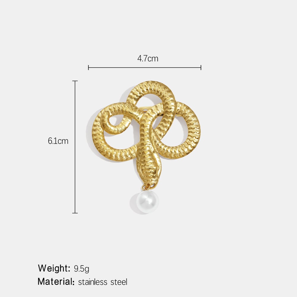 Broche en acier inoxydable doré en forme de serpent (1 pièce) h5Image2