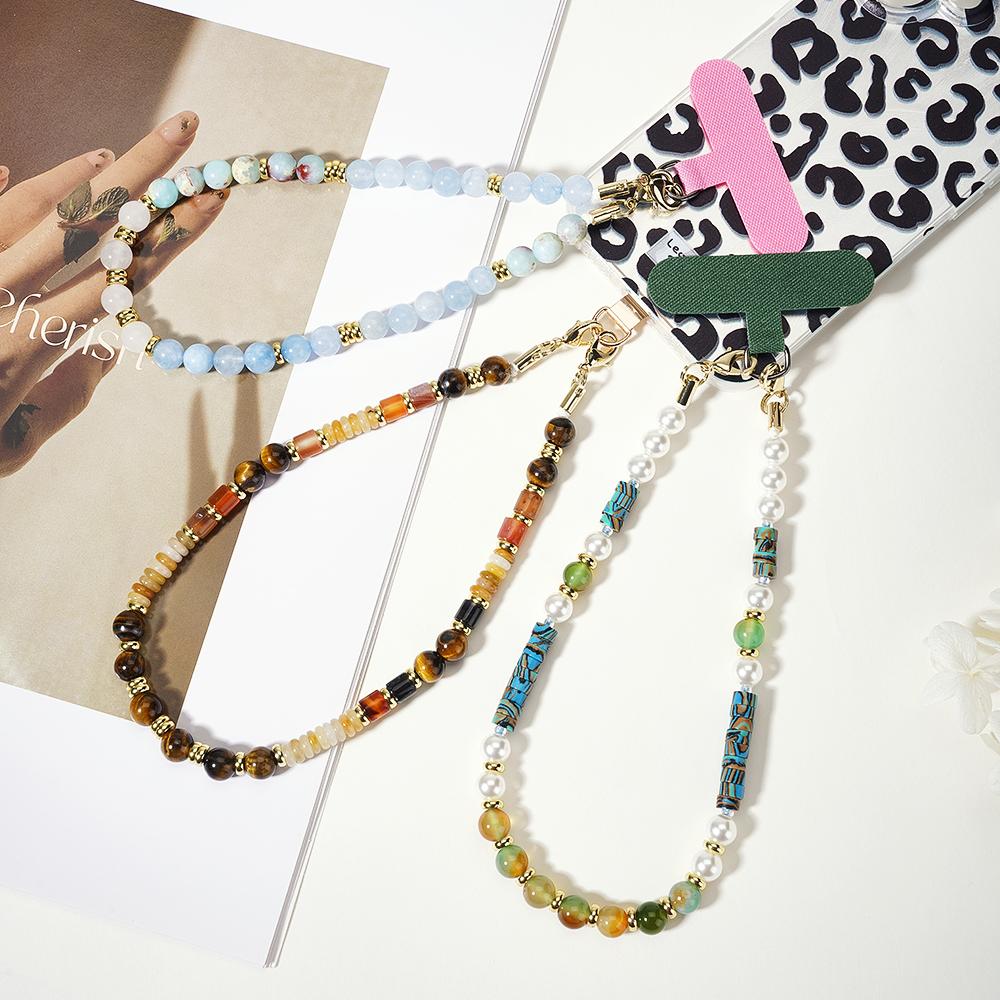 1 Piece Classic Beads Natural Stones Phone Chain Picture4