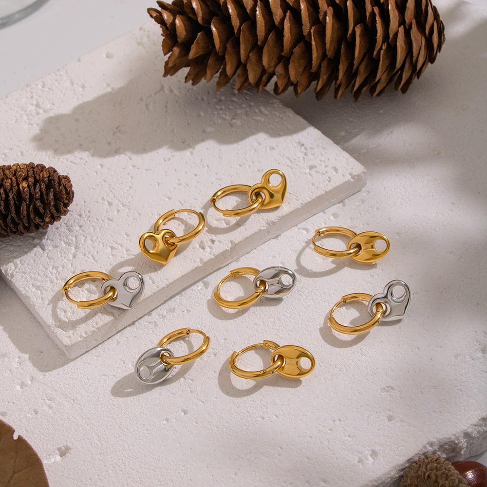 1 Pair Heart Stainless Steel Mixed Color Drop Earrings h5Picture3