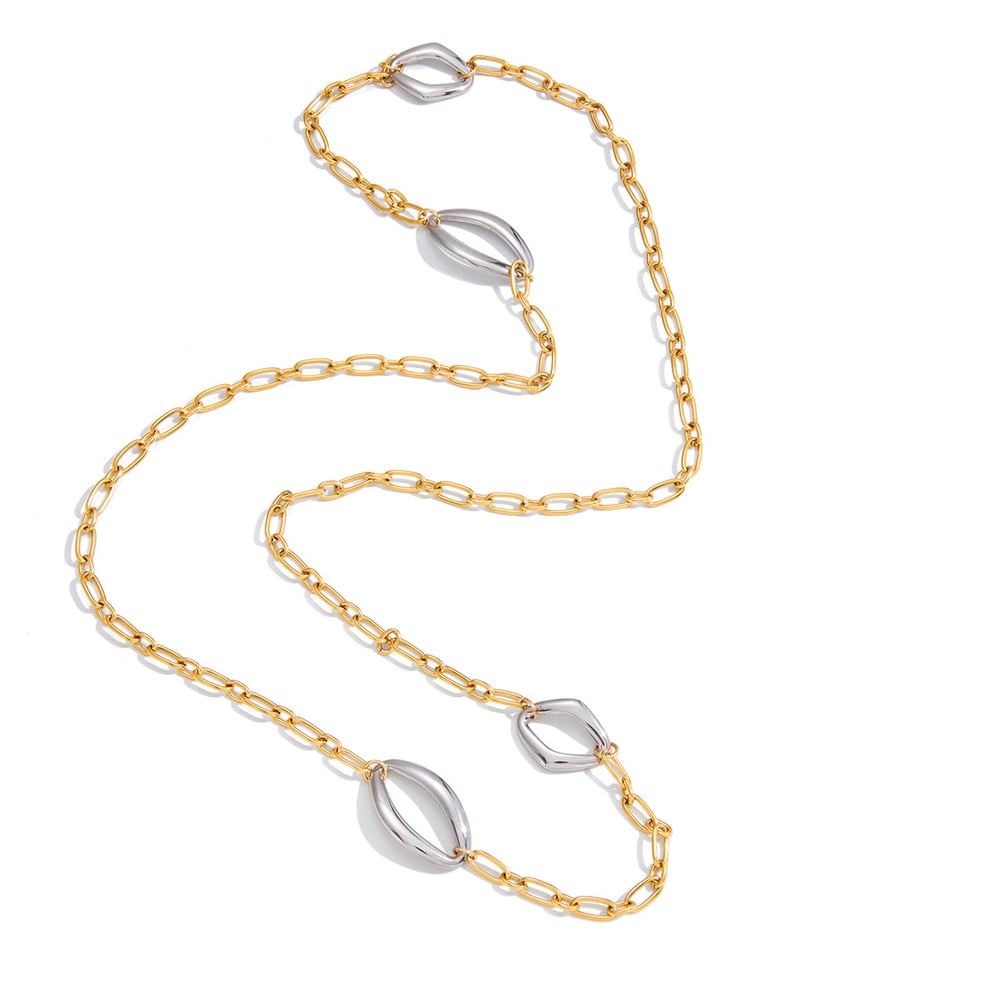 1 Piece Minimalist Mixed Gold&Silver Colors Stainless Steel Women's Chain Necklaces