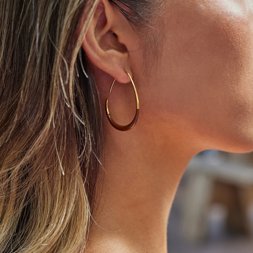 1 Pair Classic Mixed Color Oval Stainless Steel Women's Hoop Earrings Picture6