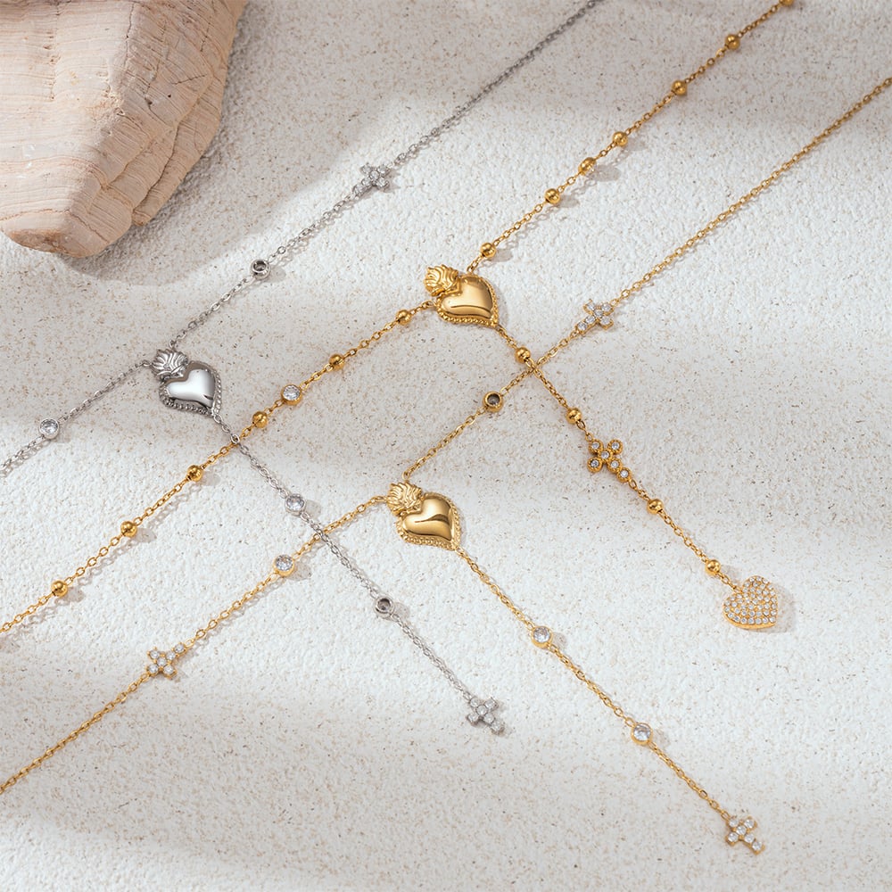 1 Stück Halskette mit Herzanhänger aus Edelstahl Bild2