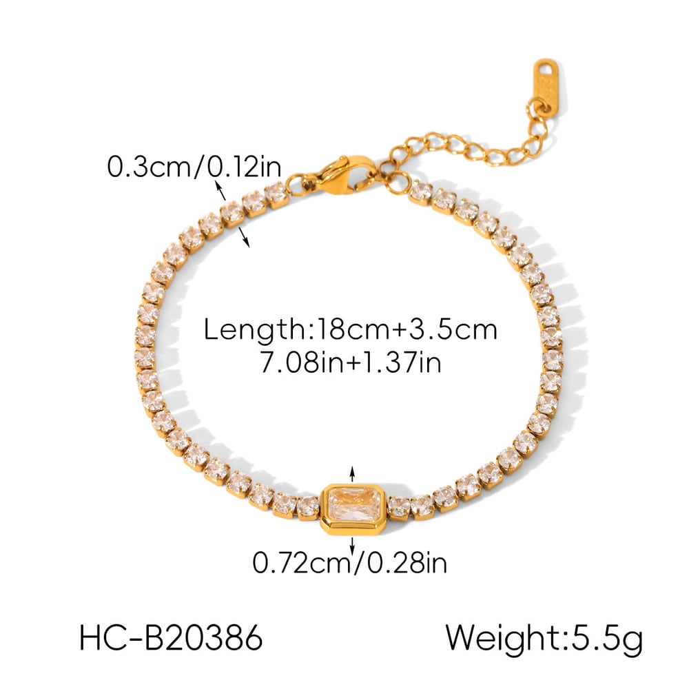 1 Piece Chain Stainless Steel Gold Color Zircon Chain Bracelet h5Picture2
