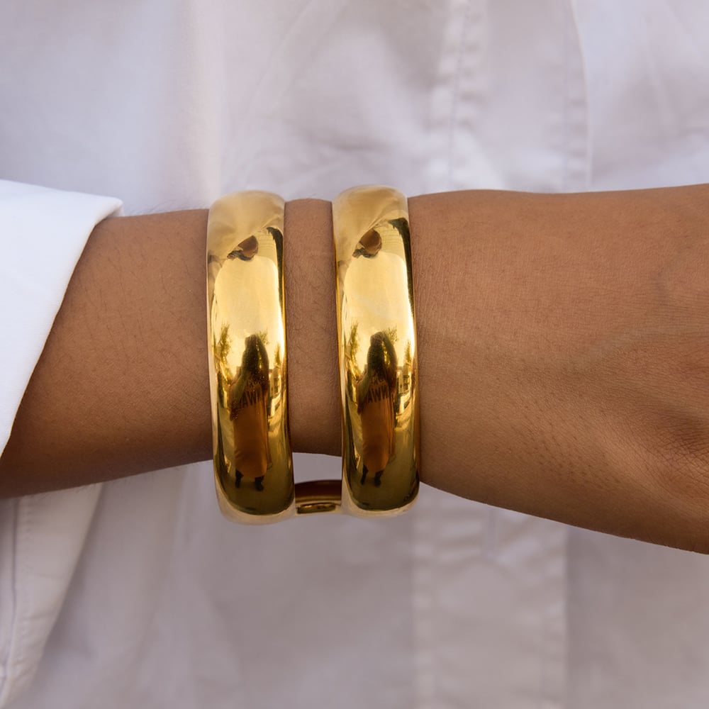 1 Piece Classic Solid Color Stainless Steel Gold Color Women's Bangles Picture4