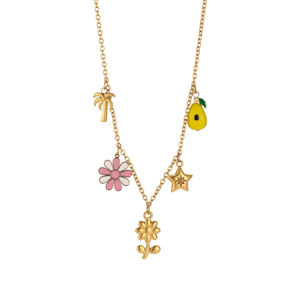 Collar con colgante de acero inoxidable con frutas vívidas para mujer (1 pieza) Imagen3