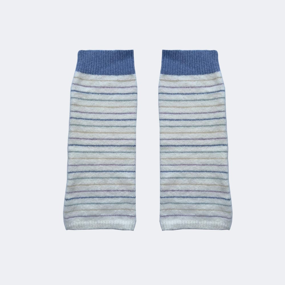 1 Pair Wool Blend Color-Blocked Striped Knitted Leg Warmers 