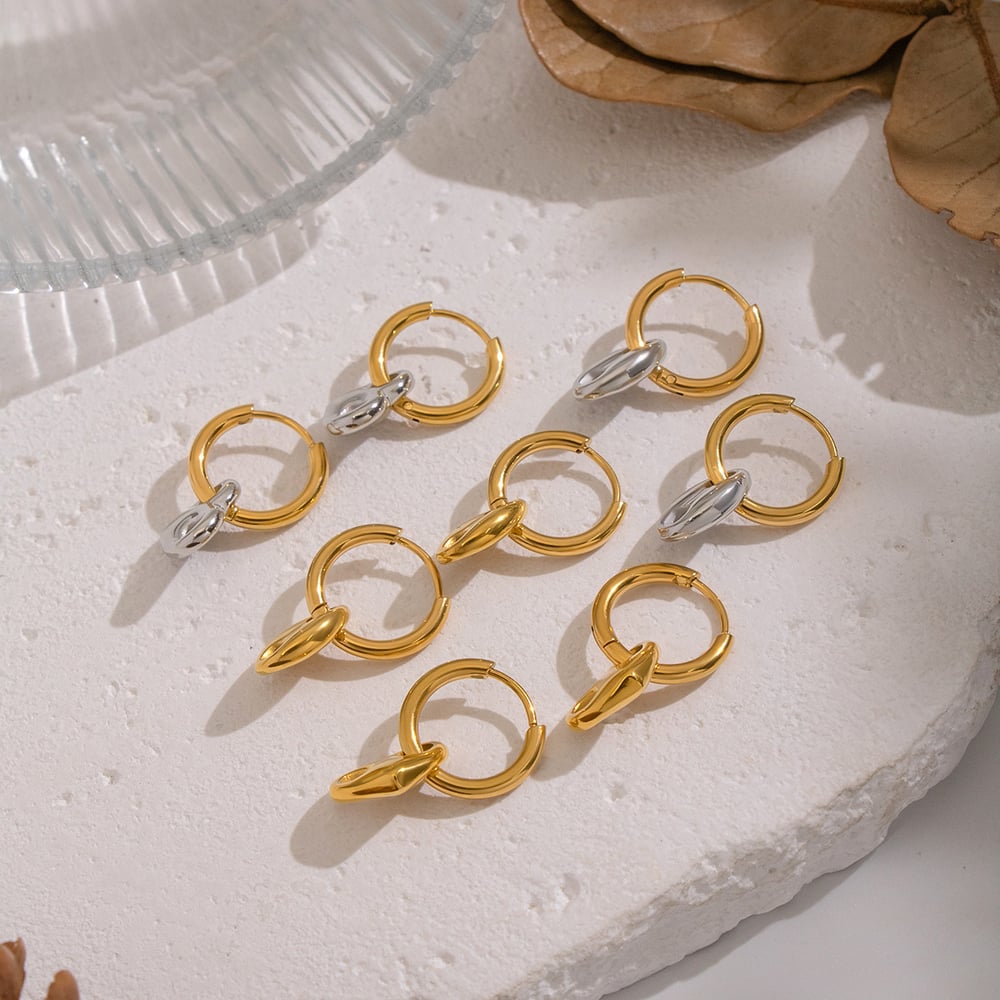 1 Pair Heart Stainless Steel Mixed Color Drop Earrings h5Picture2