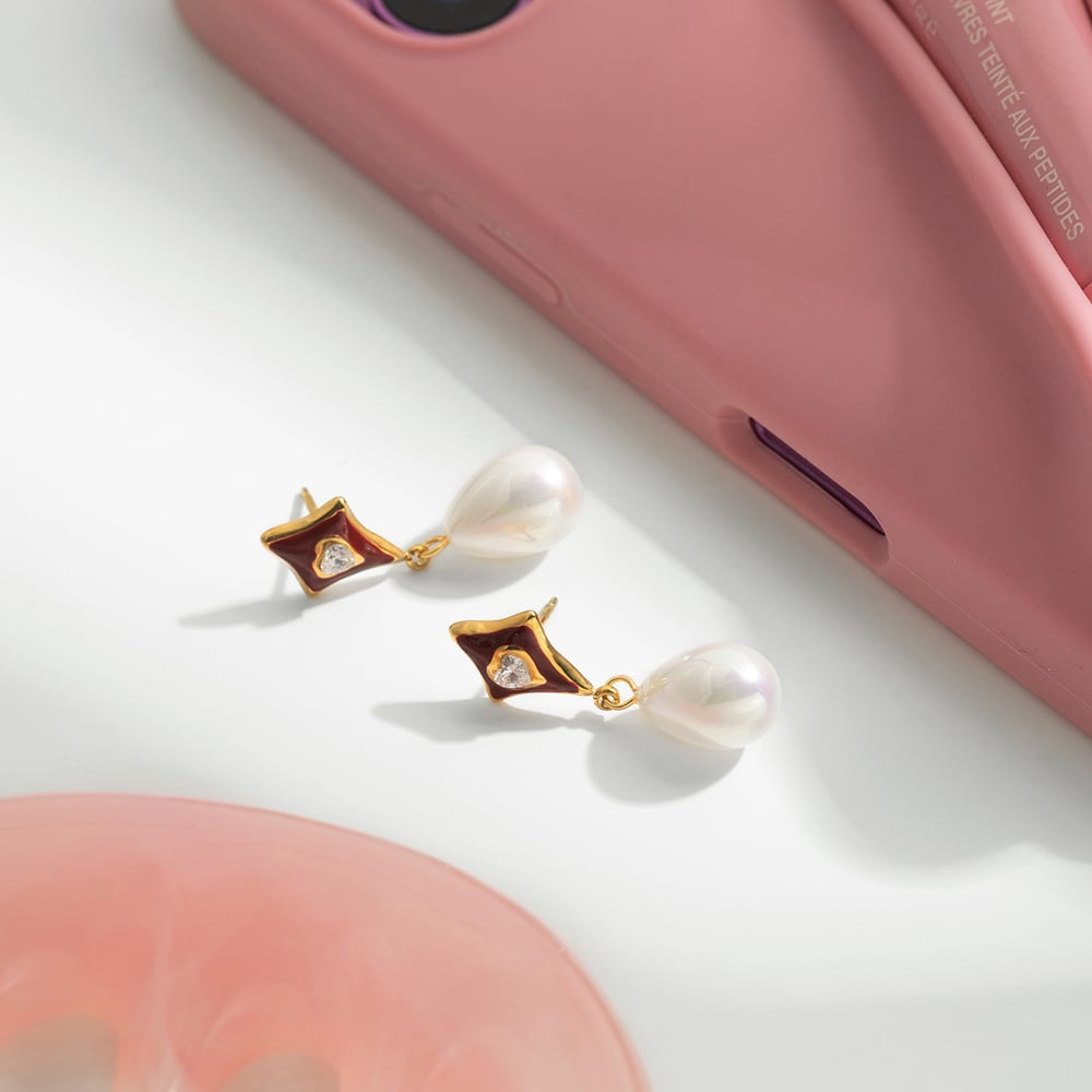 1 Pair Romantic Droplet Stainless Steel Gold Color Women's Drop Earrings Picture6