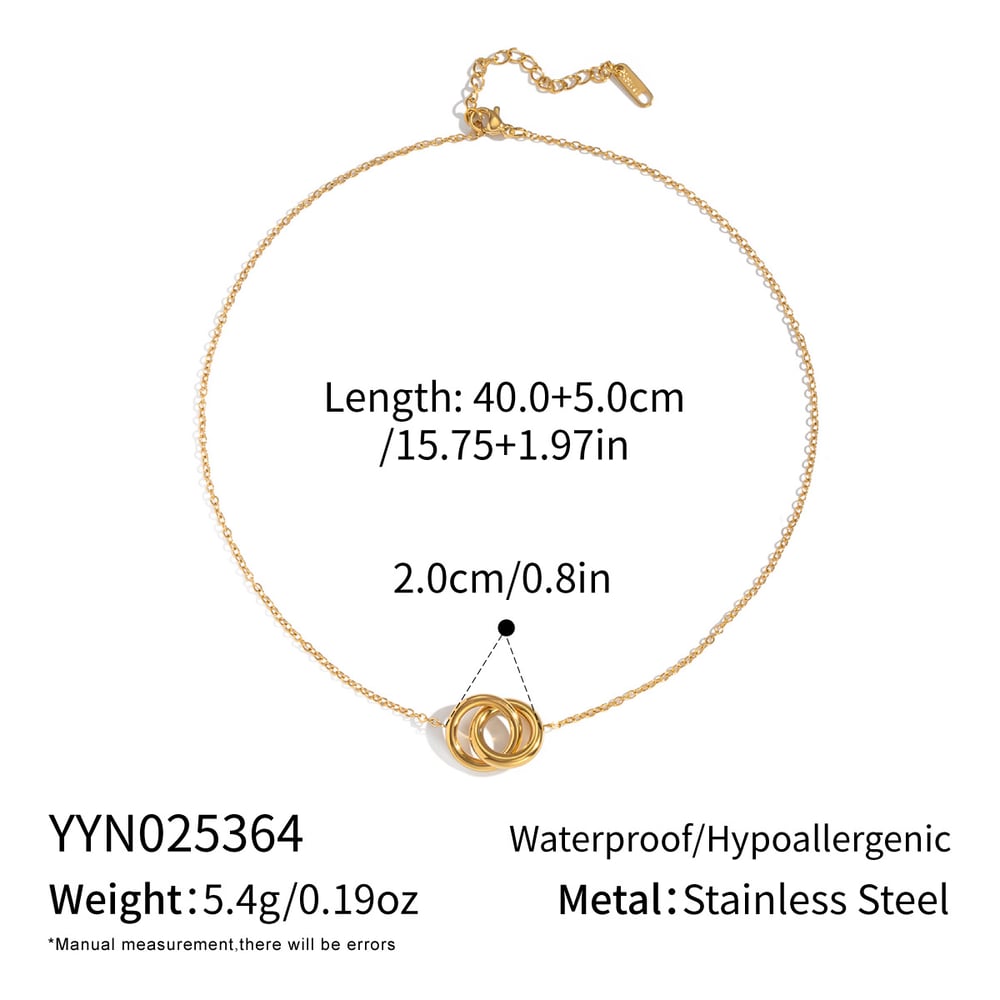 1 Piece Simple Circle Stainless Steel Gold Color Pendant Necklace