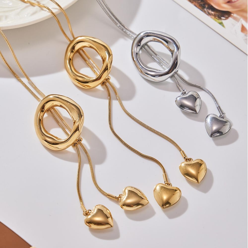 1 Piece Minimalist Circle Stainless Steel Gold Color Women's Pendant Necklaces h5Picture3