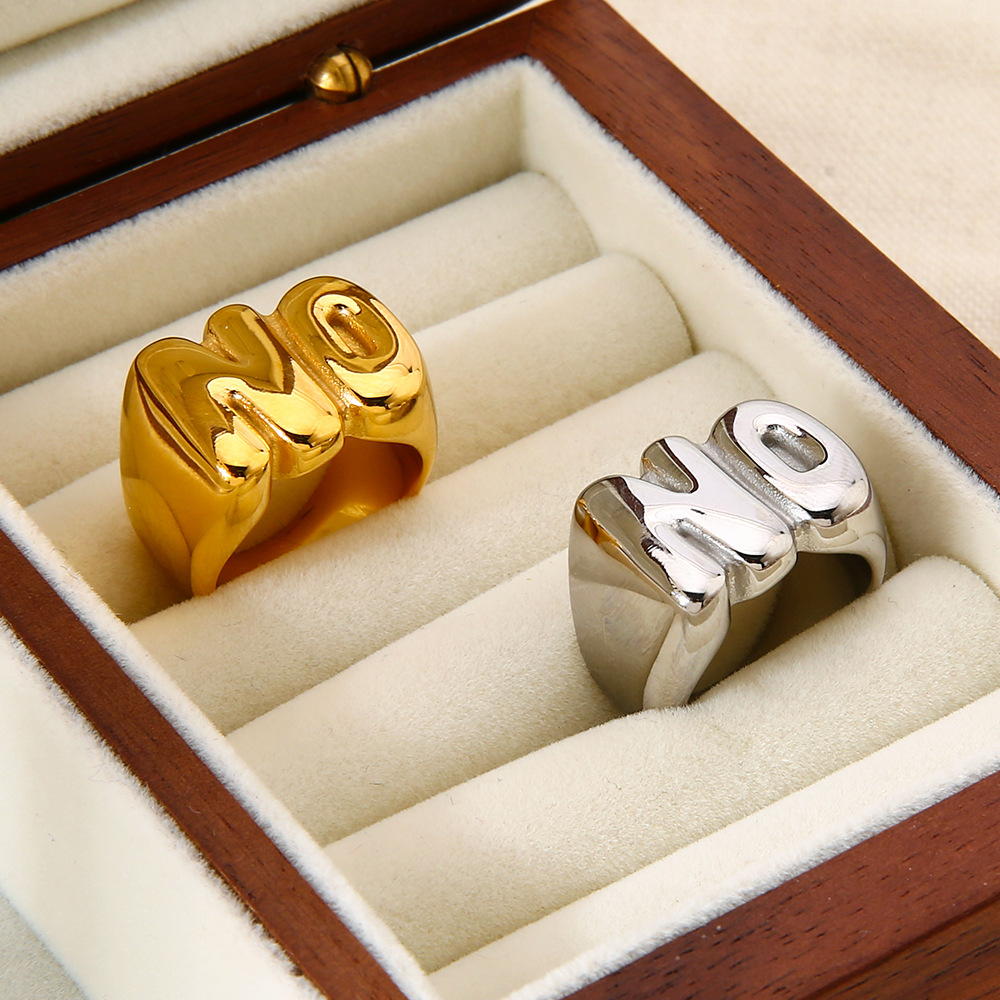 1-teiliger Buchstabenring aus Edelstahl in Goldfarbe h5Bild2