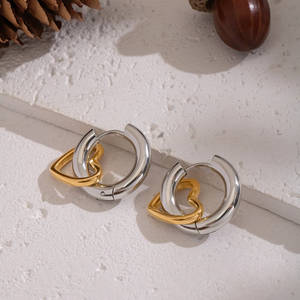 1 Pair Heart Stainless Steel Mixed Color Drop Earrings Picture4