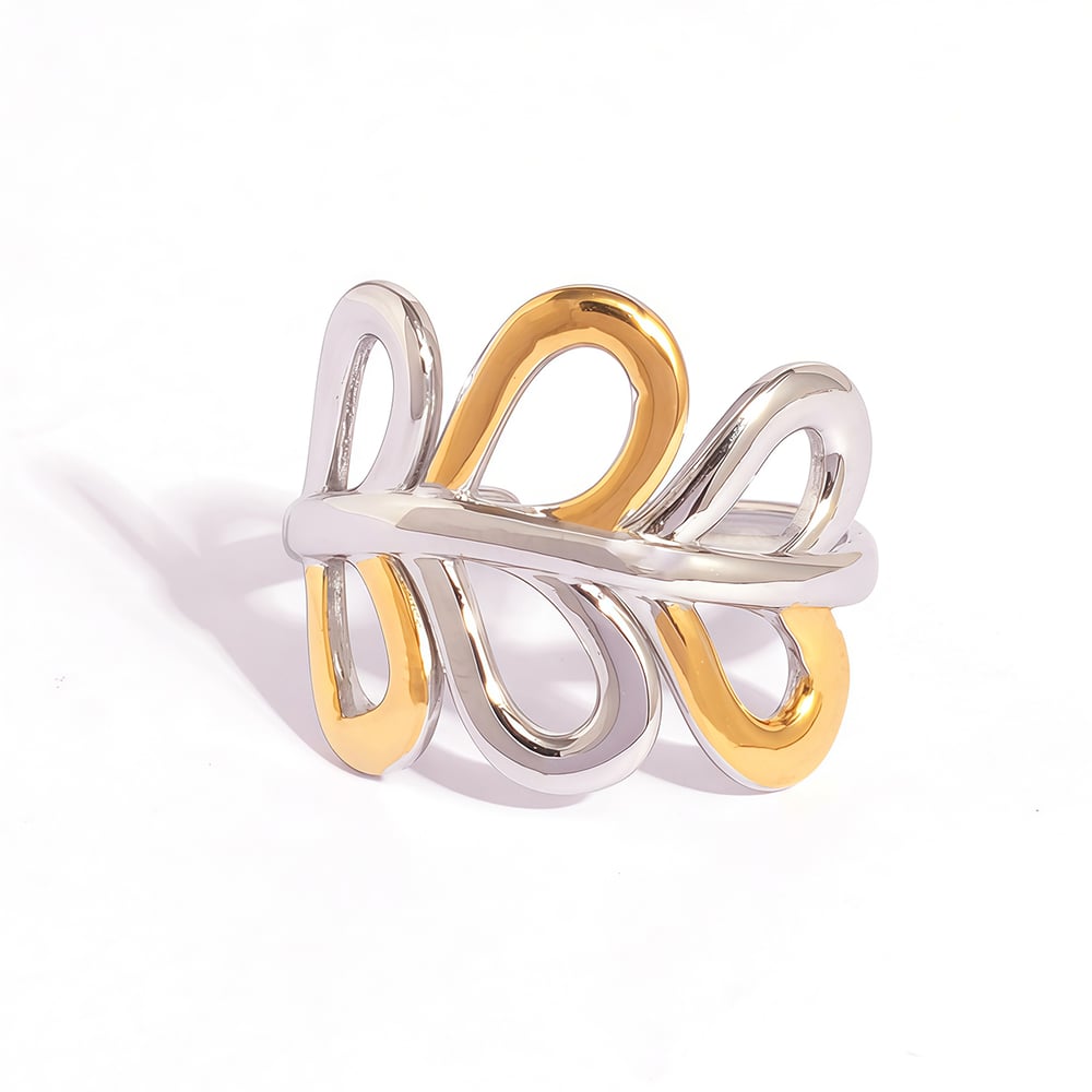 1 Piece Simple  Flower Stainless Steel   Gold Color  Women's Statement Rings