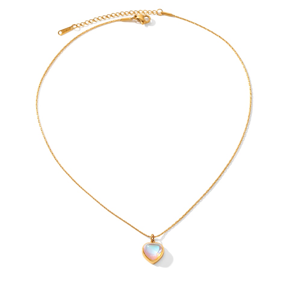 1 Piece Heart Stainless Steel Gold Color Pendant Necklace