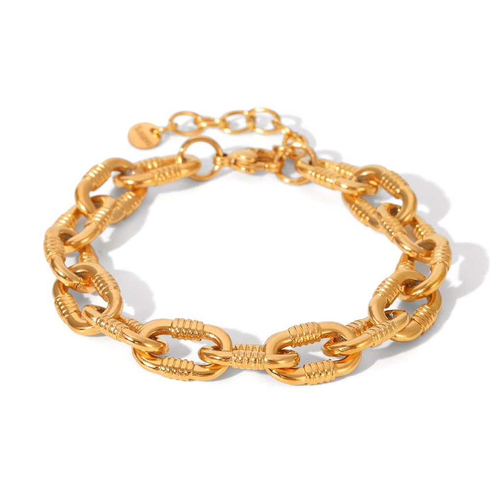 1 Piece Classic Stainless Steel Gold Color Chain Bracelet