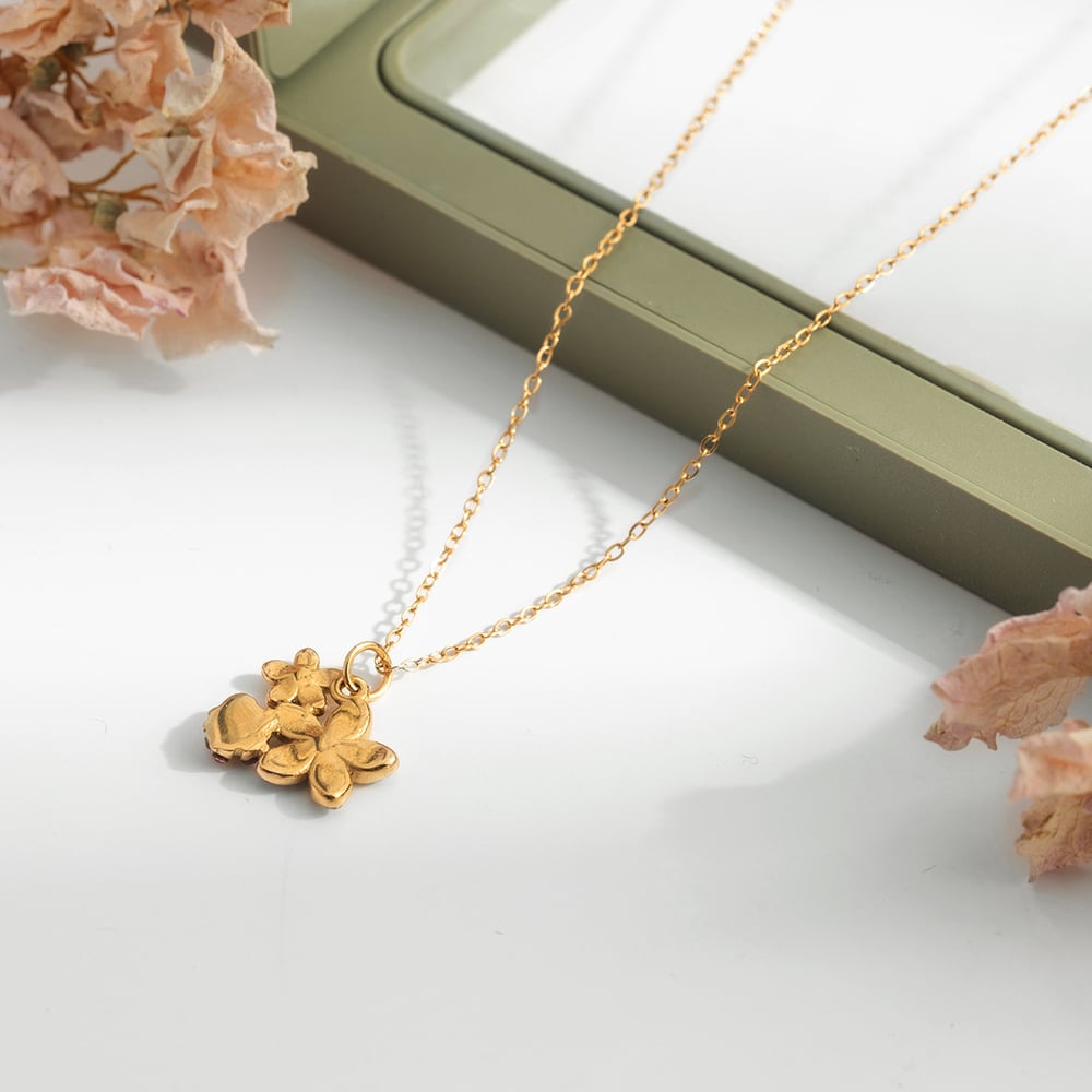 1 Piece Exquisite Flower Stainless Steel Women's Pendant Necklaces Picture6