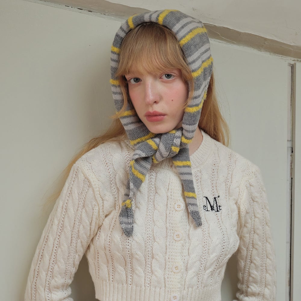 1 Piece Strip Wool Blend Knitted Triangular Scarf h5Picture4