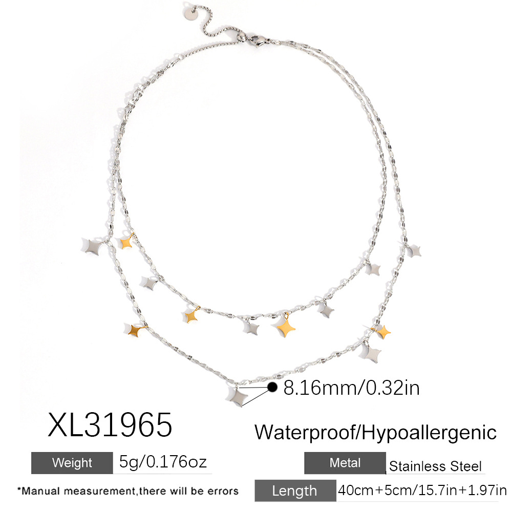 1 Piece  Star  Mixed Gold Color And Silver Colors  Women's Chain Necklaces