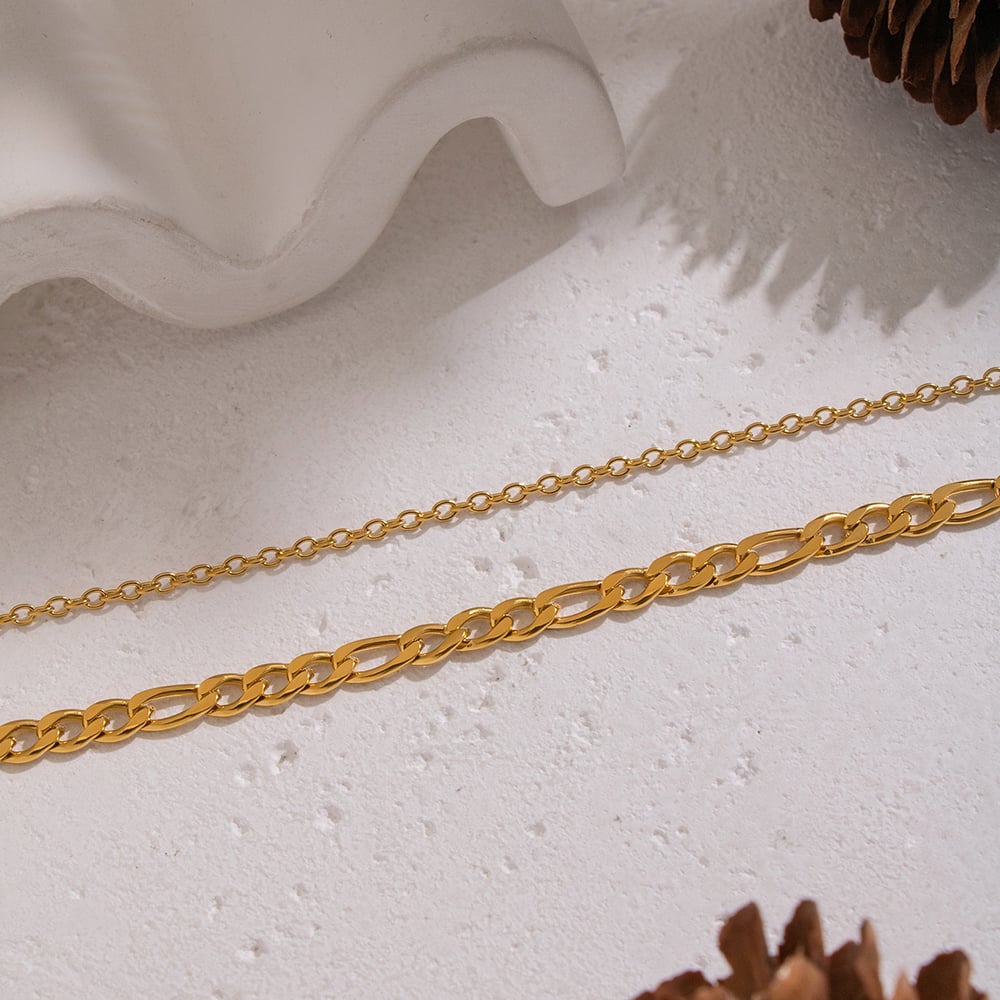 Collier à plusieurs rangs en acier inoxydable doré (1 pièce) Image3