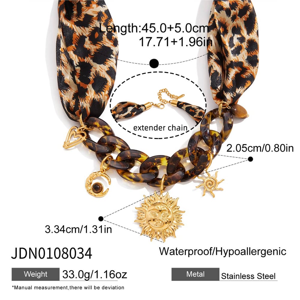 1 Piece Designable Sun Leopard Print Stainless Steel Gold Color Acrylic Women's Pendant Necklaces h5Picture2