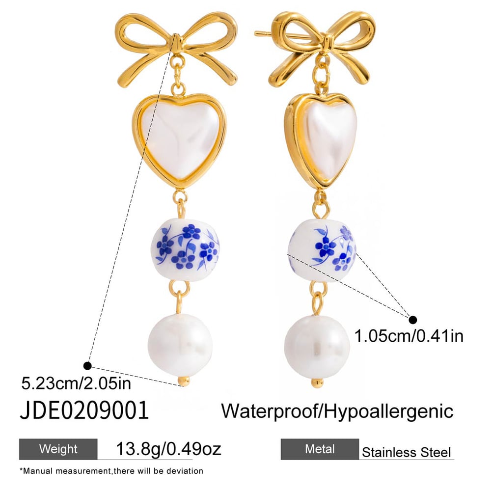 1 Pair Classic Heart Stainless Steel Gold Color Women's Drop Earrings Picture2