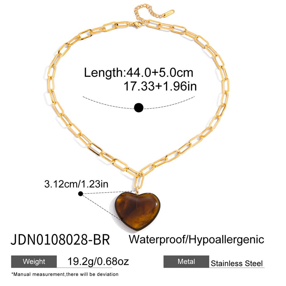 1 Piece Bohemian Heart Stainless Steel Gold Color Acrylic Women's Pendant Necklaces Picture2