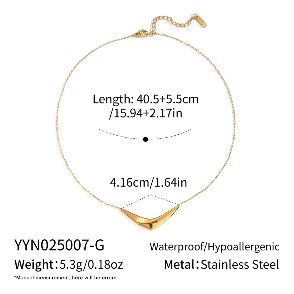 Collier pendentif en acier inoxydable de forme irrégulière, couleur or, 1 pièce