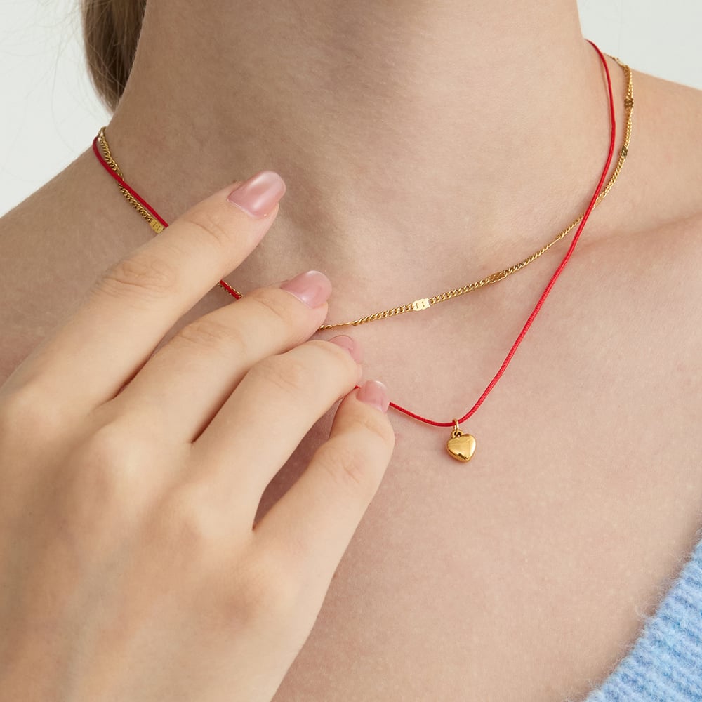 1 Piece Romantic Heart Stainless Steel Gold Color Women's Layered Necklaces Picture5