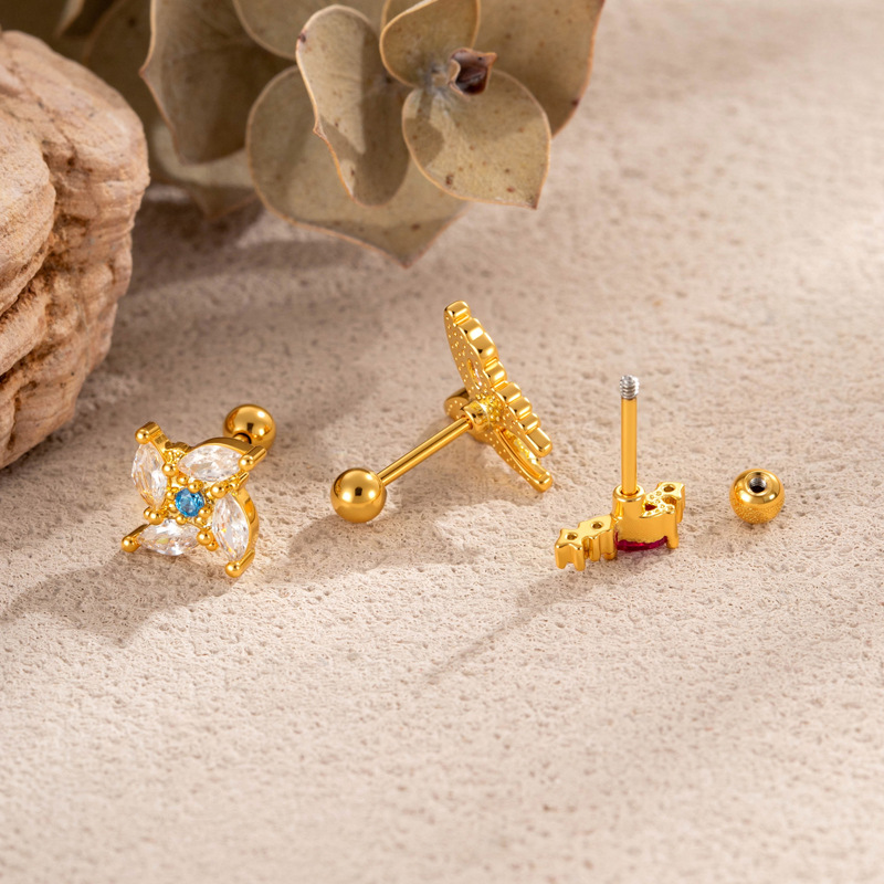 Boucles d'oreilles papillon en cuivre et zircon pour femme (1 pièce) h5Image3