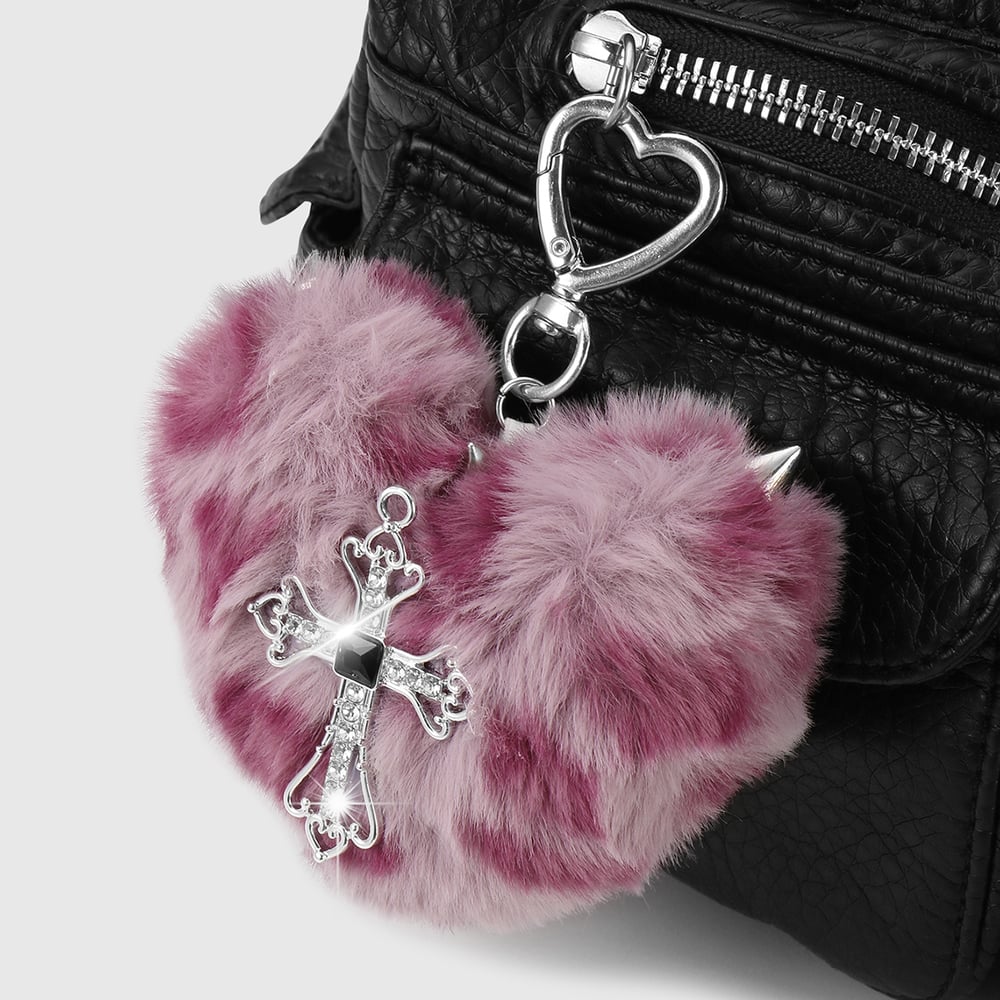 1 Piece Retro Heart Leopard Pattern Cross Bag Charm h5Picture5
