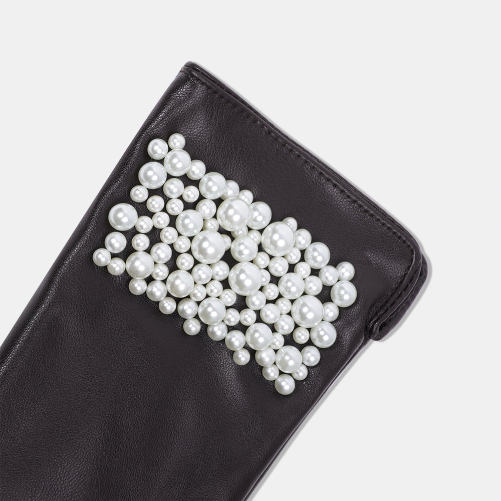 1 paire de gants élégants unis à perles pour femmes Image4