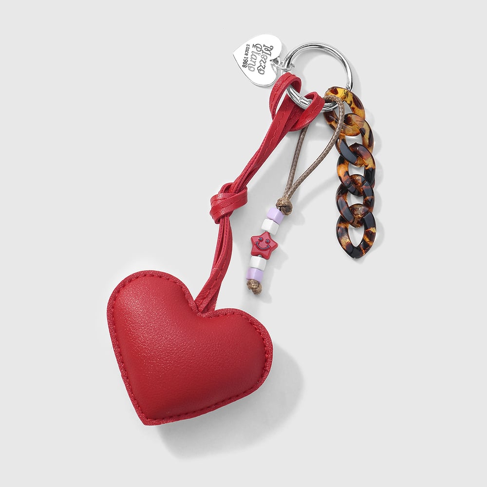1 Piece Sweet Leather Heart Leopard Chain Bag Charm Picture4