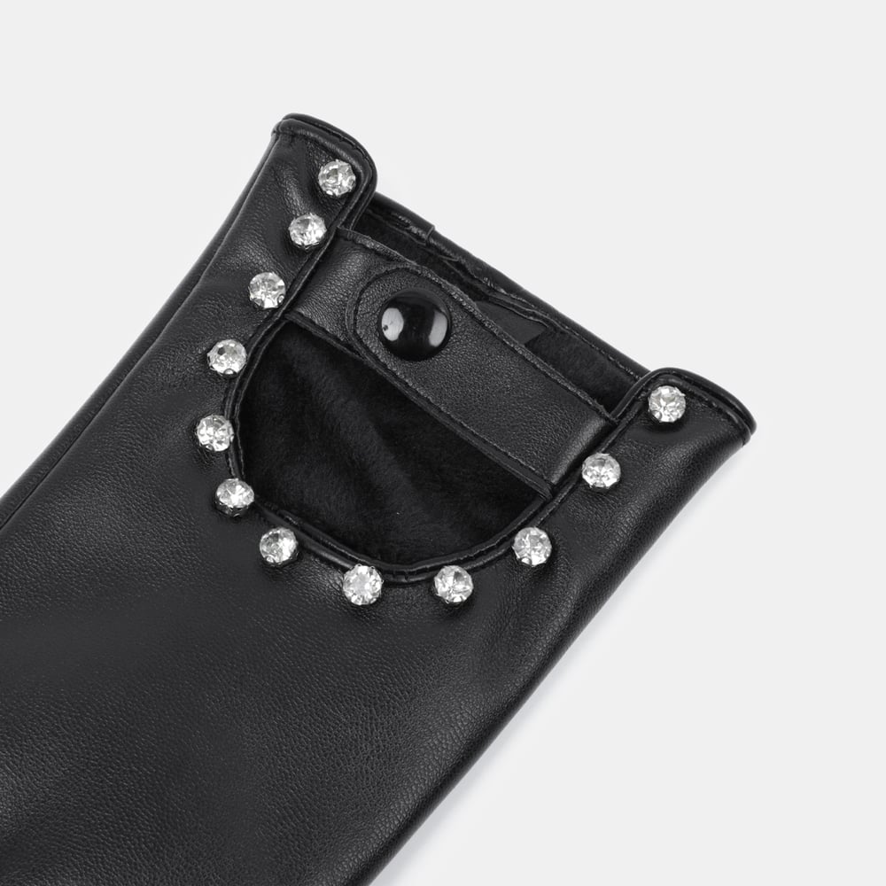 1 paire de gants pour femmes en PU ajouré, couleur unie, style punk Image3