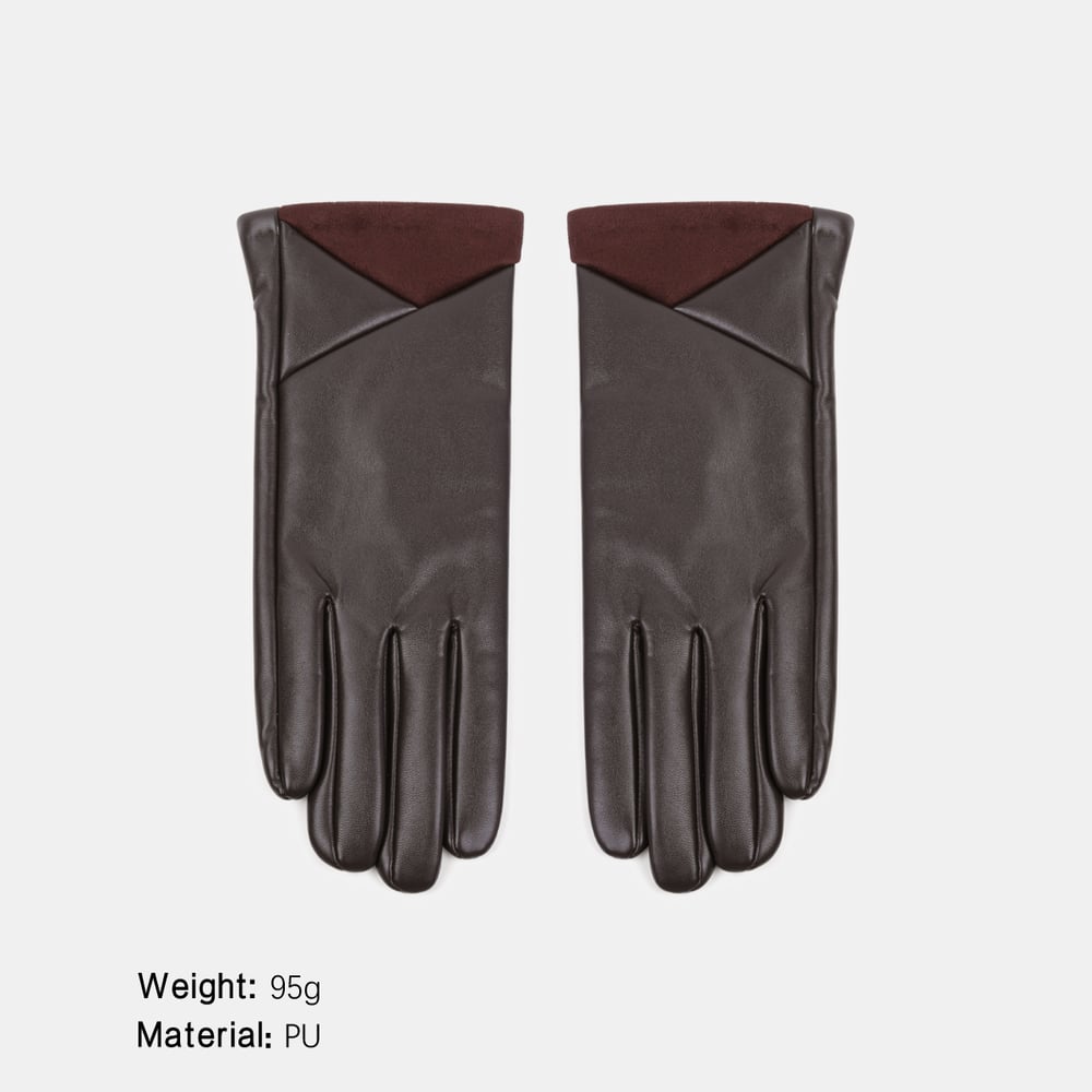 1 paire de gants pour femmes en PU de couleur unie