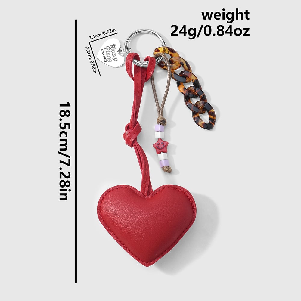 1 Piece Sweet Leather Heart Leopard Chain Bag Charm h5Picture2