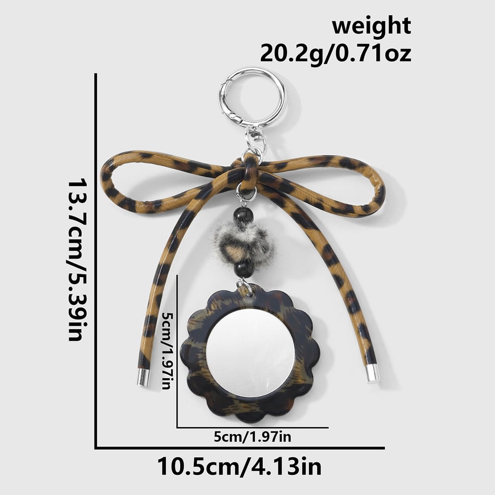 1 Piece Retro Bow Knot Leopard Print Leather Bag Charm h5Picture2