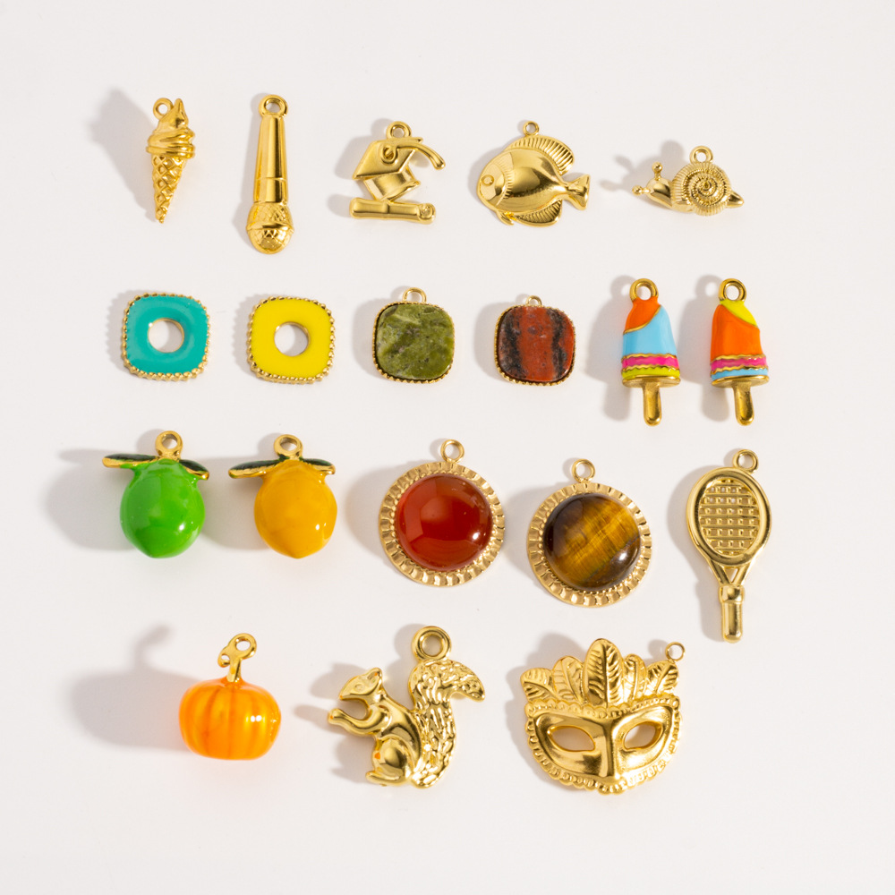 Pendentif femme en acier inoxydable, motif écureuil mangue et glace (1 pièce) Image4